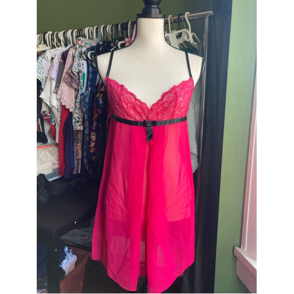Women's Jacob Lingerie Babydoll Size L Pink Black